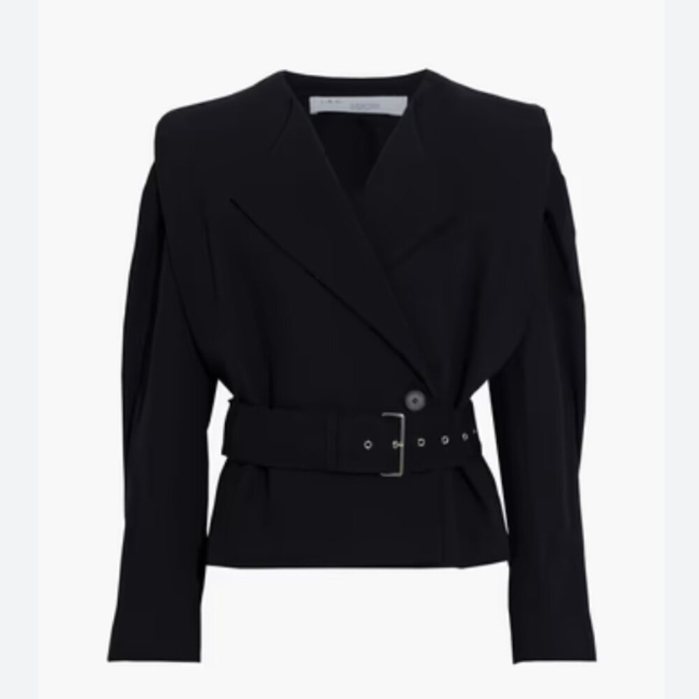 IRO Polka Belted Double Breasted Jacket in Black /Cotton Linen